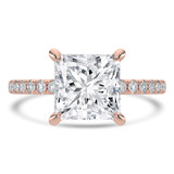 2.33 CTW Princess Lab Created Diamond Hidden Halo Solitaire with Accents Engagement Ring With an IGI Certified 2 CT VS1 D Center in 14K Rose Gold (MVSHE1465-R)