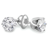 Solitaire Round Diamond 6-Prong Stud Earrings in 14K White Gold with Screwback (MVSE0002-W)