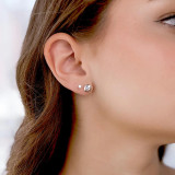 Round Diamond Bezel Set Stud Earrings in 14K White Gold with Screwback (MVSES0002-W)