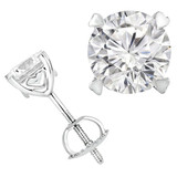 Round Diamond 4-Prong Stud Earrings in 14K White Gold with Screwback (MVSES0003-W)