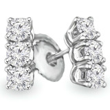 Round Diamond Three-Stone Stud Earrings in 14K White Gold with Screwback (MVSES0006-W)