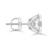 Solitaire Round Diamond 4-Prong Single Mens Stud Earring in 14K White Gold with Screwback (MVSE1008-W)