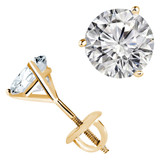 Round Lab Created Diamond 3-Prong Martini Stud Earrings in 14K Yellow Gold with Screwback (MVSE2004-Y)