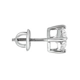 Round Lab Created Diamond 4-Prong Single Mens Stud Earring in 14K White Gold with Screwback (MVSE3002-W)