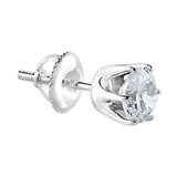 Round Lab Created Diamond 6-Prong Single Mens Stud Earring in 14K White Gold with Screwback (MVSE3003-W)