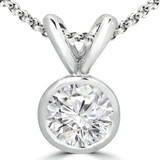 Round Diamond Bezel Set Solitaire Pendant in 14K White Gold (MVSP0006-W)