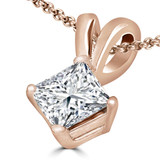 Princess Diamond 4-Prong Solitaire Pendant in 14K Rose Gold (MVSP0010-R)