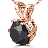 Round Black Diamond 6-Prong Solitaire Pendant in 14K Rose Gold (MVSPB0006-R)