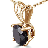 Round Black Diamond 4-Prong Solitaire Pendant in 14K Yellow Gold (MVSPB0007-Y)