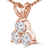 Round Diamond Three-Stone Pendant in 14K Rose Gold (MVSPX0003-R)