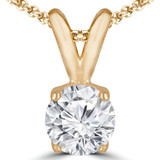 Round Lab Created Diamond 4-Prong Solitaire Pendant in 14K Yellow Gold (MVSP2001-Y)