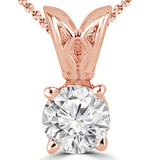 Round Lab Created Diamond 4-Prong Solitaire Pendant in 14K Rose Gold (MVSP2003-R)