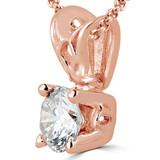 Round Lab Created Diamond 4-Prong Solitaire Pendant in 14K Rose Gold (MVSP2003-R)