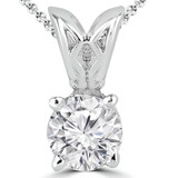 Round Lab Created Diamond 4-Prong Solitaire Pendant in 14K White Gold (MVSP2003-W)