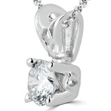 Round Lab Created Diamond 4-Prong Solitaire Pendant in 14K White Gold (MVSP2003-W)