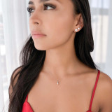 Round Lab Created Diamond 4-Prong Solitaire with Accents Pendant in 14K White Gold (MVSP2005-W)