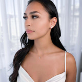 Round Lab Created Diamond 4-Prong Solitaire with Accents Pendant in 14K White Gold (MVSP2005-W)