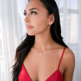 Round Lab Created Diamond Bezel Set Halo Necklace Pendant in 14K White Gold (MVSN2001-W)