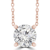 Round Lab Created Diamond Solitaire Necklace Pendant in 14K Rose Gold (MVSN2002-R)