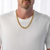 Hollow Miami Cuban Box Lock Chain Necklace in Yellow Gold  (MDVSC0031)
