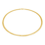 Solid ROPC-Solid Flat Curb Chain Necklace in Yellow Gold  (MDVSC0049)