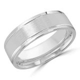 7 MM Modern Mens Wedding Band in White Gold (MDVB0702)