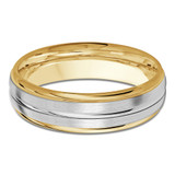 6 MM Satin Finish High Polish Modern Mens Wedding Band in Two-Tone Yellow & White Gold (MDVB0710)
