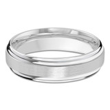 6 MM Satin Finish High Polish Modern Mens Wedding Band in White Gold (MDVB0718)