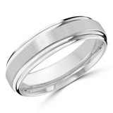 6 MM Satin Finish High Polish Modern Mens Wedding Band in White Gold (MDVB0718)