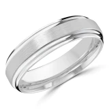 6 MM Modern Mens Wedding Band in White Gold (MDVB0718)