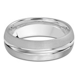 7 MM Satin Finish with High Polish Grooves and Edges Modern Mens Wedding Band in White Gold (MDVB0720)