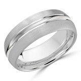 8 MM Modern Mens Wedding Band in White Gold (MDVB0721)