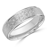 6 MM with High Polish Edges Modern Mens Wedding Band in White Gold (MDVB0722)