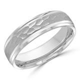 6 MM High Polish Modern Mens Wedding Band in White Gold (MDVB0723)