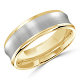 7 MM Satin Finish with High Polish Edges Modern Mens Wedding Band in Two-Tone Yellow & White Gold (MDVB0726)
