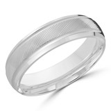 6 MM with High Polish Grooves Modern Mens Wedding Band in White Gold (MDVB0728)