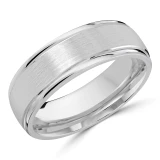 7 MM Modern Mens Wedding Band in White Gold (MDVB0731)
