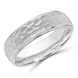 6 MM with High Polish Edges Modern Mens Wedding Band in White Gold (MDVB0734)