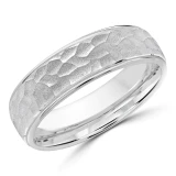 6 MM Modern Mens Wedding Band in White Gold (MDVB0734)