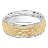7 MM with High Polish Edges Modern Mens Wedding Band in Two-Tone White & Yellow Gold (MDVB0735)