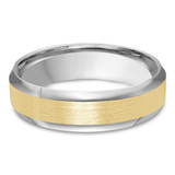 6 MM Satin Finish High Polish Modern Mens Wedding Band in Two-Tone White & Yellow Gold (MDVB0736)