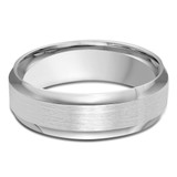 7 MM Satin Finish with High Polish Grooves and Edges Modern Mens Wedding Band in White Gold (MDVB0737)