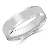 6 MM Modern Mens Wedding Band in White Gold (MDVB0740)