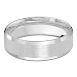 7 MM Satin Finish with High Polish Edges Modern Mens Wedding Band in White Gold (MDVB0741)