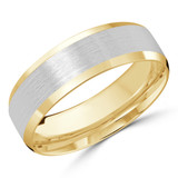 7 MM Satin Finish with High Polish Edges Modern Mens Wedding Band in Two-Tone Yellow & White Gold (MDVB0742)