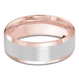 8 MM Satin Finish with High Polish Edges Modern Mens Wedding Band in Two-Tone Rose&White Gold (MDVB0743)