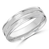 6 MM Satin Finish High Polish Modern Mens Wedding Band in White Gold (MDVB0744)