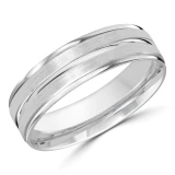 6 MM Modern Mens Wedding Band in White Gold (MDVB0744)