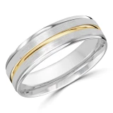 6 MM Modern Mens Wedding Band in Two-Tone White & Yellow Gold (MDVB0745)