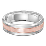 6 MM Satin Finish Modern Mens Wedding Band in Two-Tone White & Rose Gold (MDVB0747)
